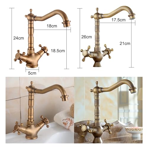 HOONWEAR Bronze Bathtub Faucet Two Handle Single Hole Hot and Cold Water Mixer Kitchen Faucet Mixer Tap Faucet, CF001