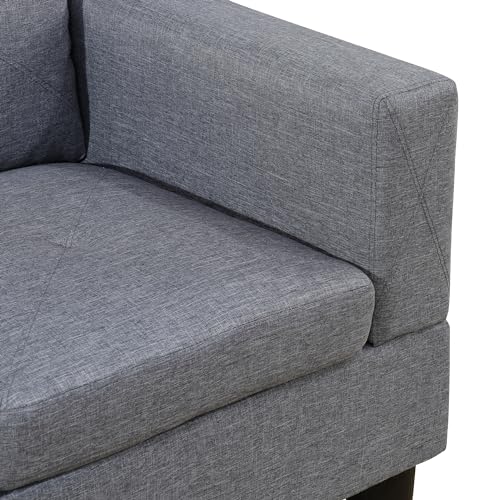 LostCat Sectional Sofa with Chaise, 97" W Modular Sectional Sofa, Modular Couch with Storage Ottoman, L Shaped Sofas & Couches, Linen U Shaped Sectional Couches for Living Room Furniture Sets, Grey