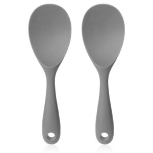 2pcs silicone serving spoons large rice spoon paddle spoon rice non stick rice scooper rice spatula heat resistant kitchen serving rice cooker spoon cooking utensil for rice, salads, mashed potato