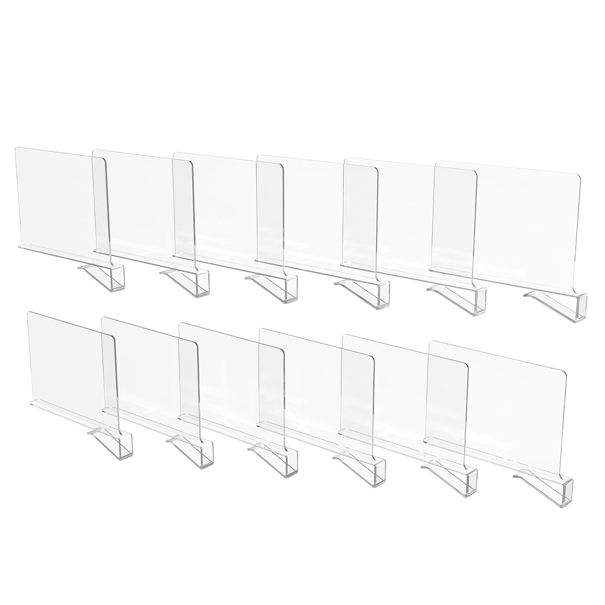 BTSD-home Shelf Dividers for Closet Organization Clear Acrylic Closet Separator for Wooden Shelves Closet Dividers for Shelf Organizer (8 Pack)