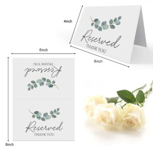 Reserved Table Signs(4x6 Inch, 20 PCS), Reserved Table Tent Card for Wedding, Double Sided Reserved Table Signs,Greenery Reserved Signs for Party Restaurant -YDC04