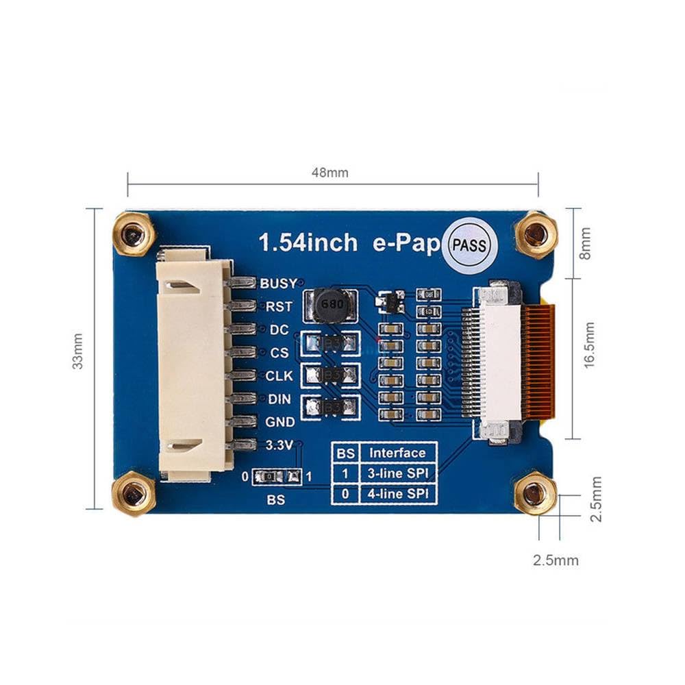 Generic 1.54inch e-Paper Module 200x200 E-Ink Display Screen 2-Color Black & White SPI Wide Viewing Angle Supports Partial Refresh