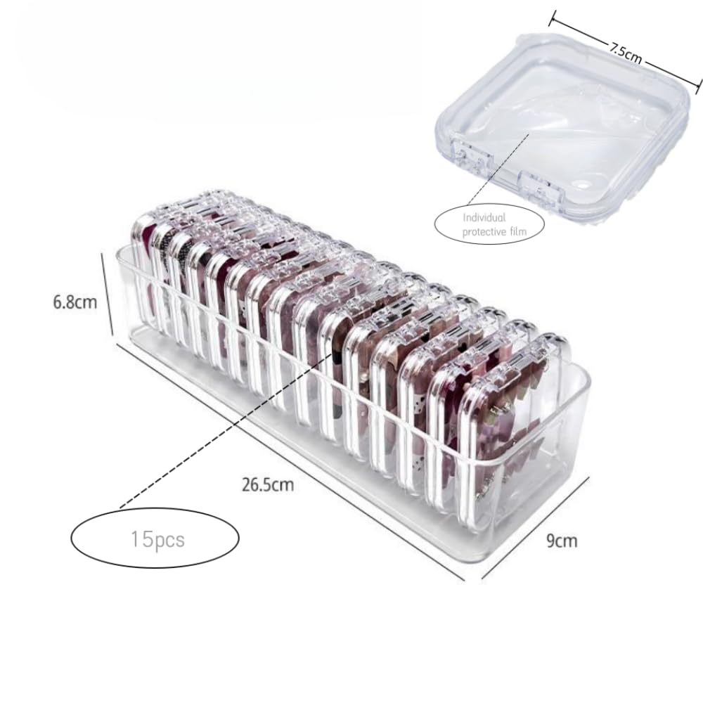 Olvidodo 15PCS Press On Nail Packaging Boxes with Big Storage Containers Boxes Hinged Lid and Rectangle for Bracelet Making DIY Jewelry Badge Craft Nail Storage