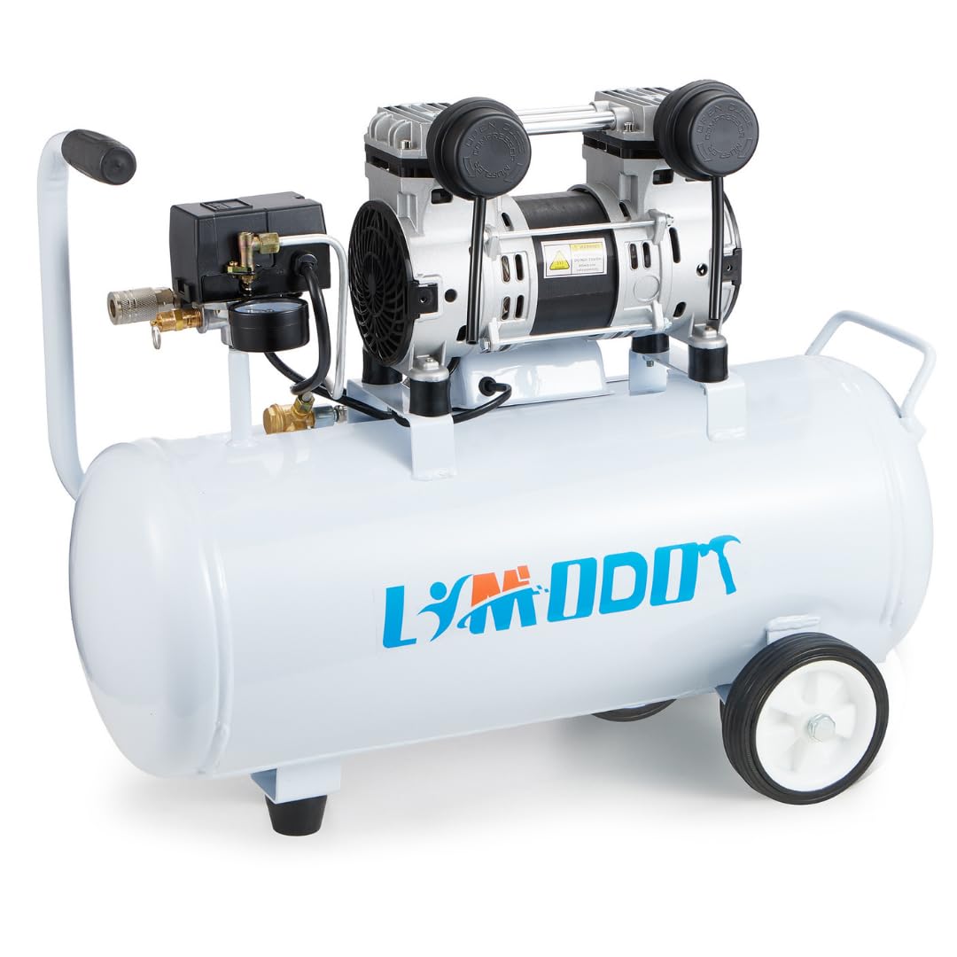 Limodot Air Compressor, Ultra Quiet Air Compressor, Only 68dB, 8 Gallon Durable Steel Air Tank, 2.8CFM @ 90PSI, Oil-Free, Ideal For Shop, Garage, Car, Pneumatic Tool, 1.2 HP