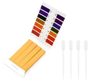 ph test strips and pipette droppers set, 80pcs universal ph.1-14 test papers with 4pcs test pipette droppers, for teaching, research, chemistry experiment, saliva urine water soil & diet ph (1 set)