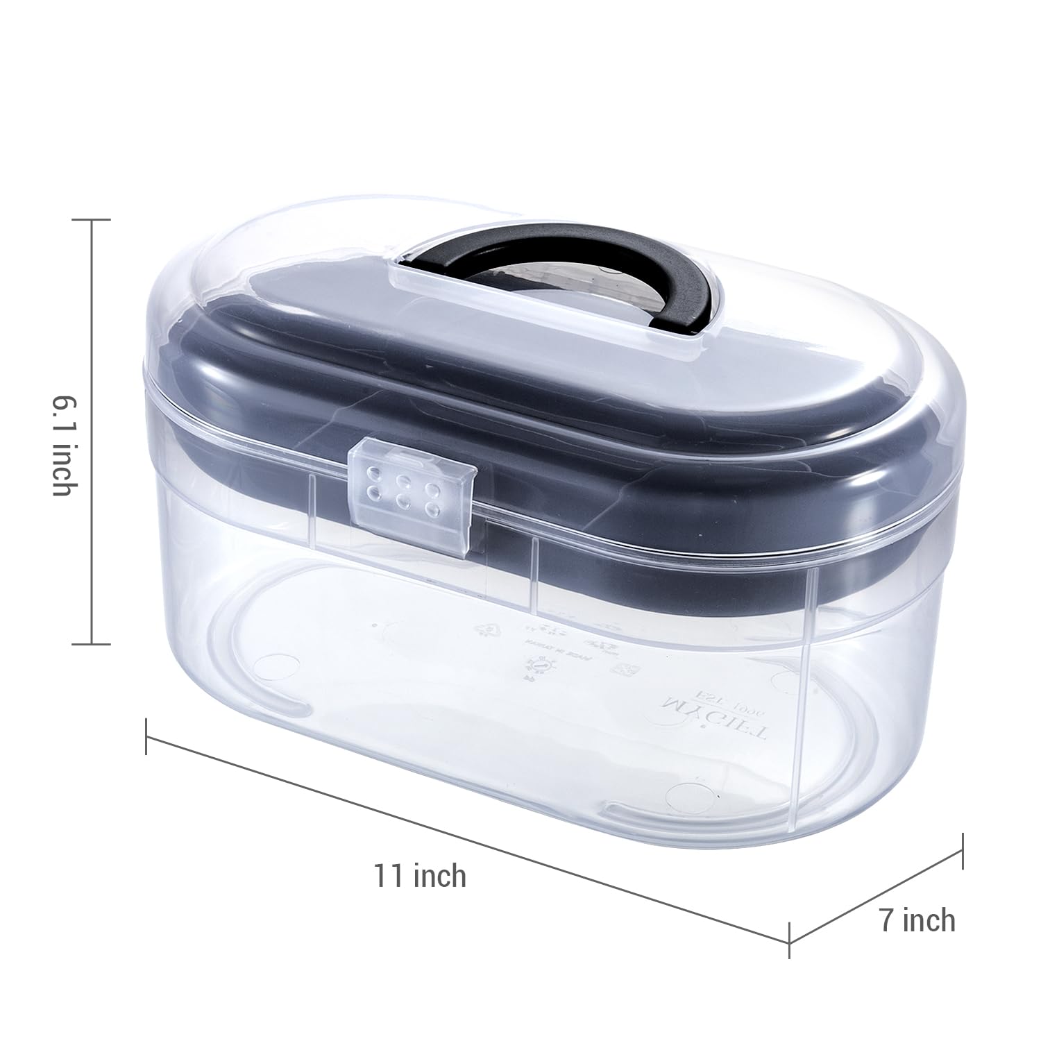 MyGift 11 x 7 Inch Clear Plastic Arts & Crafts Storage Case, Round Portable Container with Black Top Handle and Removable Tray for First Aid Kit or Sewing Supplies