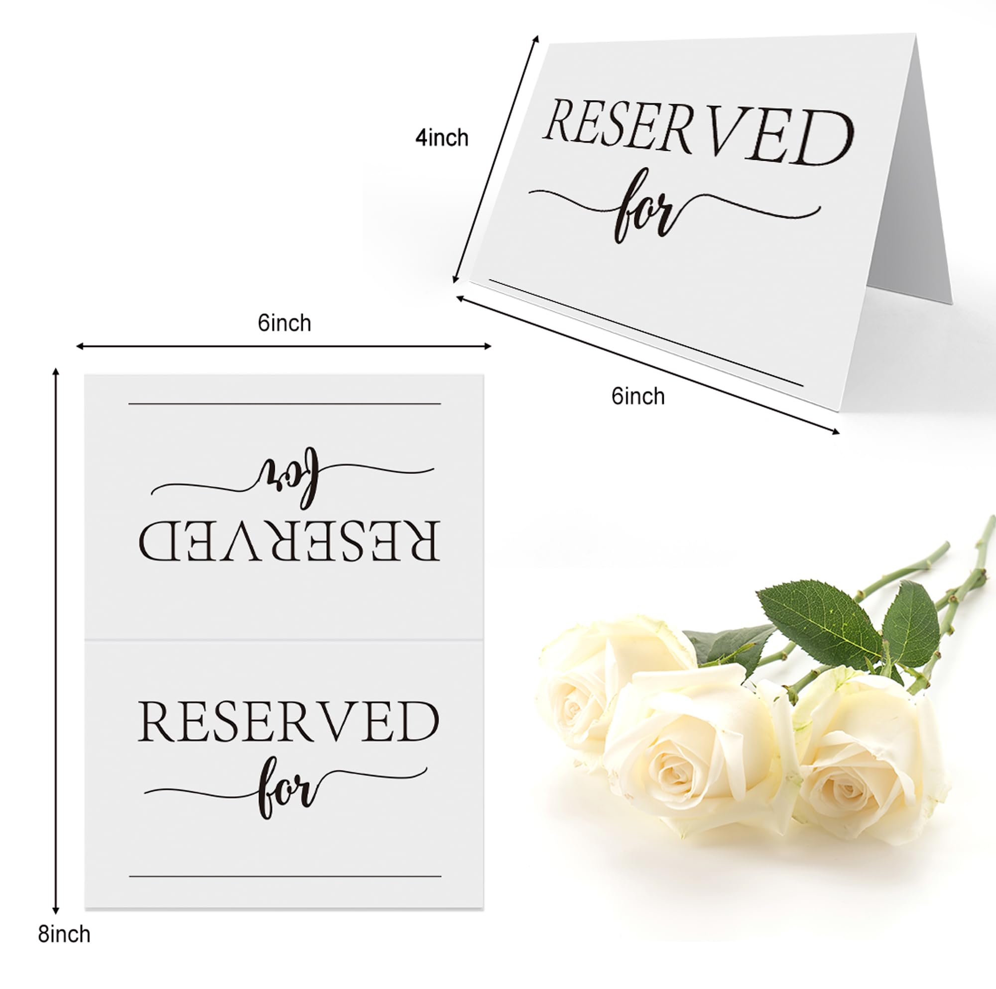 Reserved Table Signs(4x6 Inch, 20 PCS), Reserved Table Tent Card for Wedding, Double Sided Reserved Table Signs,Modern Reserved Signs for Party Restaurant -YDC05