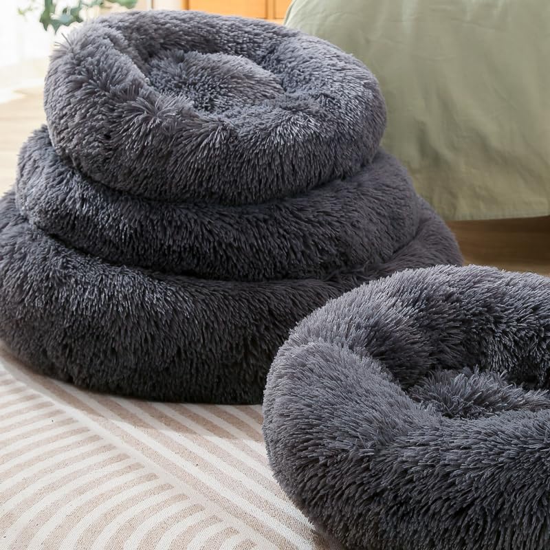 Donut Dog Bed Cat Bed Fluffy Calming Pet Bed Dog Round Bed Cat Round Bed Warm Kitten Nest Ideal for 3Kg Pet