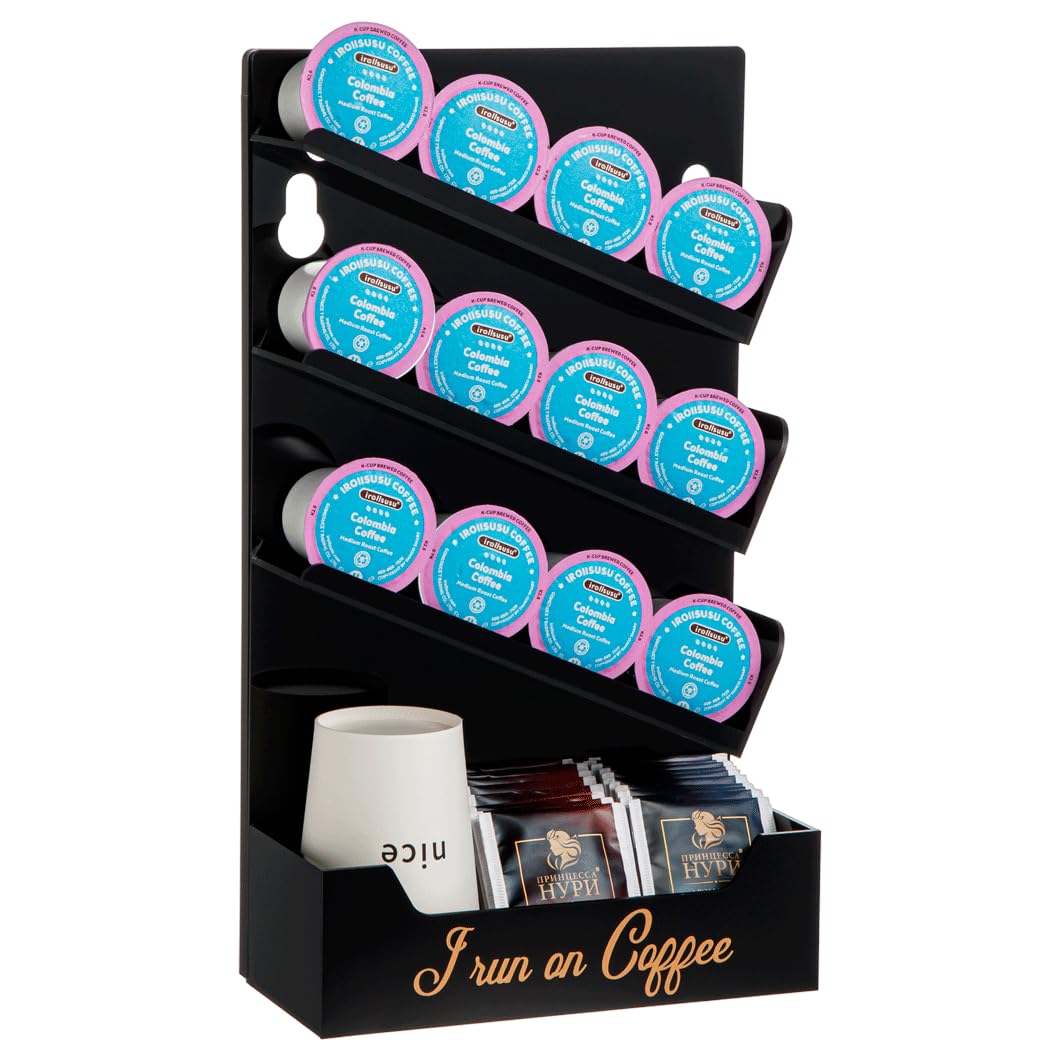 Magic Rolling Pods, K Cup Holders,K Cup Holder,K Cups Holder,K Cup Organizer,Wall Mount Coffee Pod Holder,Coffee Pod Storage with Self-Organizing, Elegant, and Versatile Design for Coffee Accessories