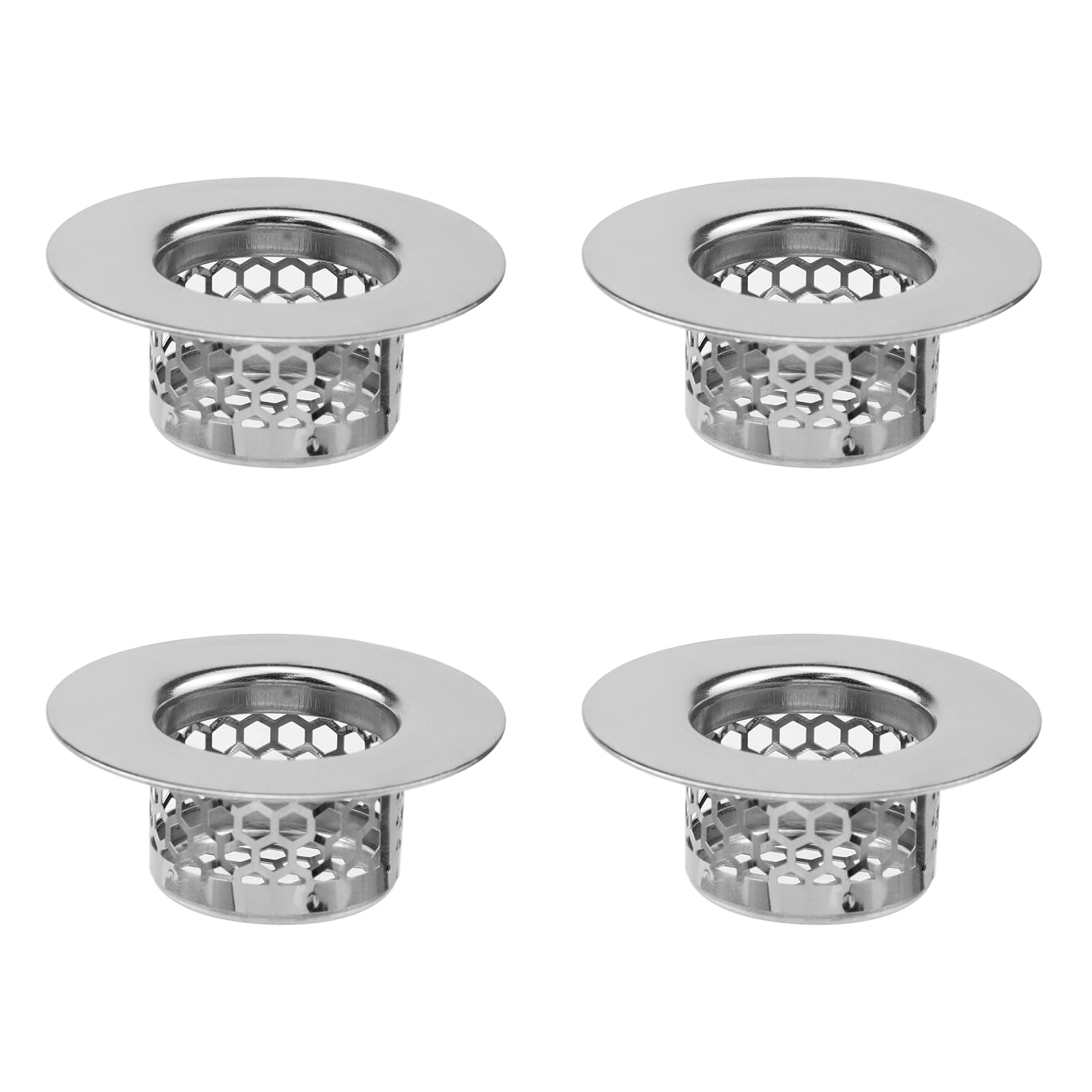 Wealrit 4 Pcs 1.1" Kitchen Sink Strainers Stainless Steel Sink Drain Filter Bathtub Drain Hair Catchers Fit Hole Size from 1.2" to 1.7" Drain Mesh Basket