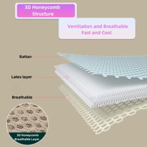 Foldabl Summer Mattress, Double-Sided Home Quick Cooling Textile Rattan Mat Soft Latex on The Back Summer Bed Cover (King)