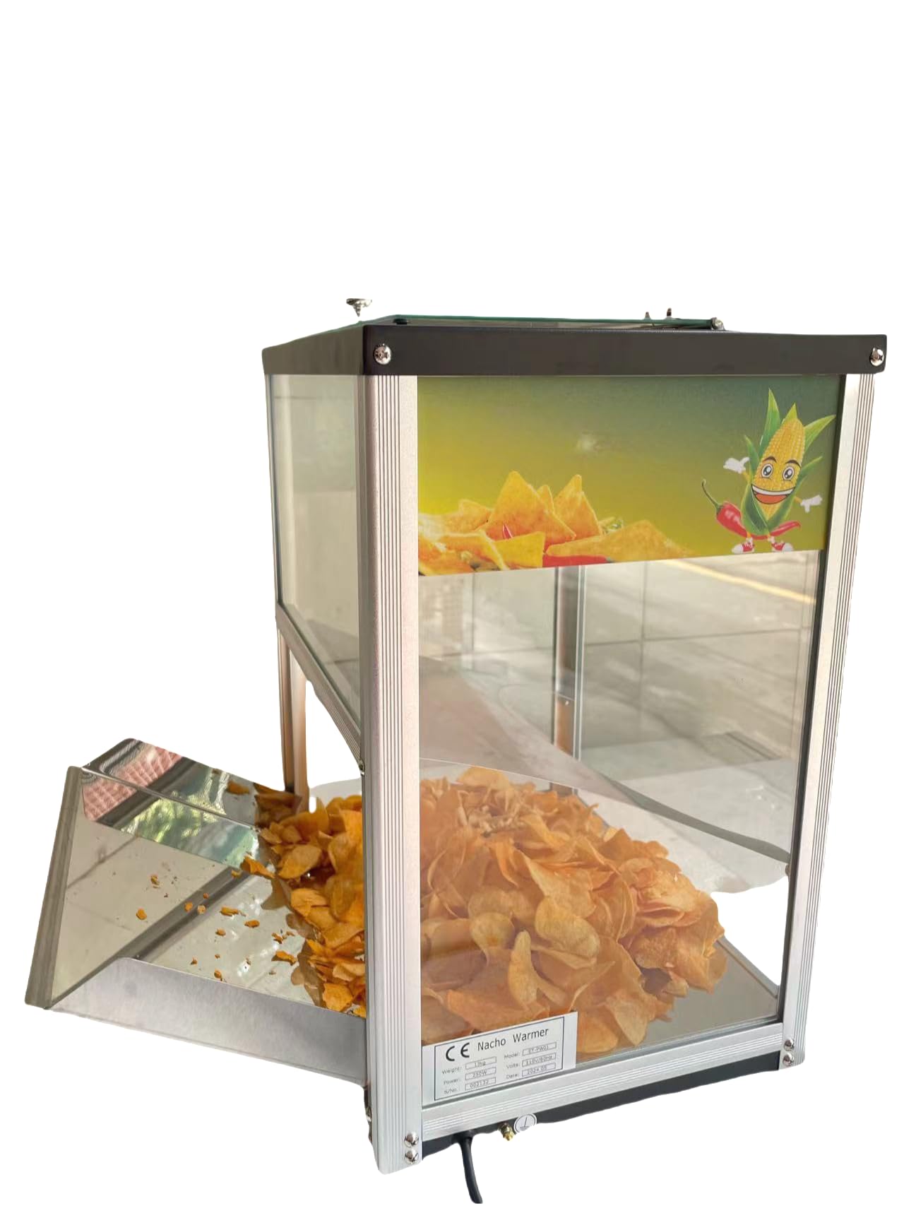 Commercial Chip Warmer Machine Restaurant Chip Display Cabinet, Stainless Steel Frames, Keep Chips Warm and Fresh for Hours