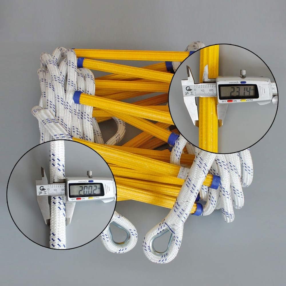 Rope Ladder Fire Escape - Homes Flame Resistant Emergency Fire Safety Evacuation Ladder with Hook Carabins, Bearing Weight 420kg (Size : 10m/32ft)