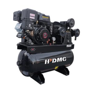 hpdmc 13hp gas powered air compressor 35cfm electric start gasoline driven piston pump air compressed system with 125psi max. pressure and 30 gal asme tank for workshop, construction sites, machinery