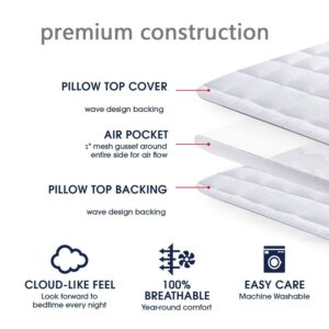 BEIVIG Mattress Topper Full Mattress Pad Protector - Quality Plush Luxury Down Alternative Pillow Top - Extra Thick Mattress Cover(Full Size), White