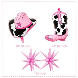 20Pcs Cowgirl Theme Party Decorations, Cow Print Balloons, Pink Star Balloons, Disco Cowgirl Party Decorations, Bachelorette Party Decorations for Western Theme Party Decorations