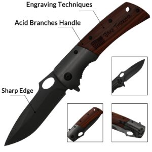 Gifts for Men Personalized Pocket Knife Engraved Folding Pocket Knives for Men Dad Husband Boyfriend Son Custom Wood Handle Fishing Hunting Knives Birthday Anniversary Father's Day Christmas Gifts