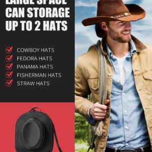 Livelab Hat Box for Travel - Crush Proof Cowboy Hat Holder Storage, Hard Travel Hat Carrier Case for Cowboy, Panama & Tweed Hats - Carrying Handle, Luggage Straps & Shoulder - Large