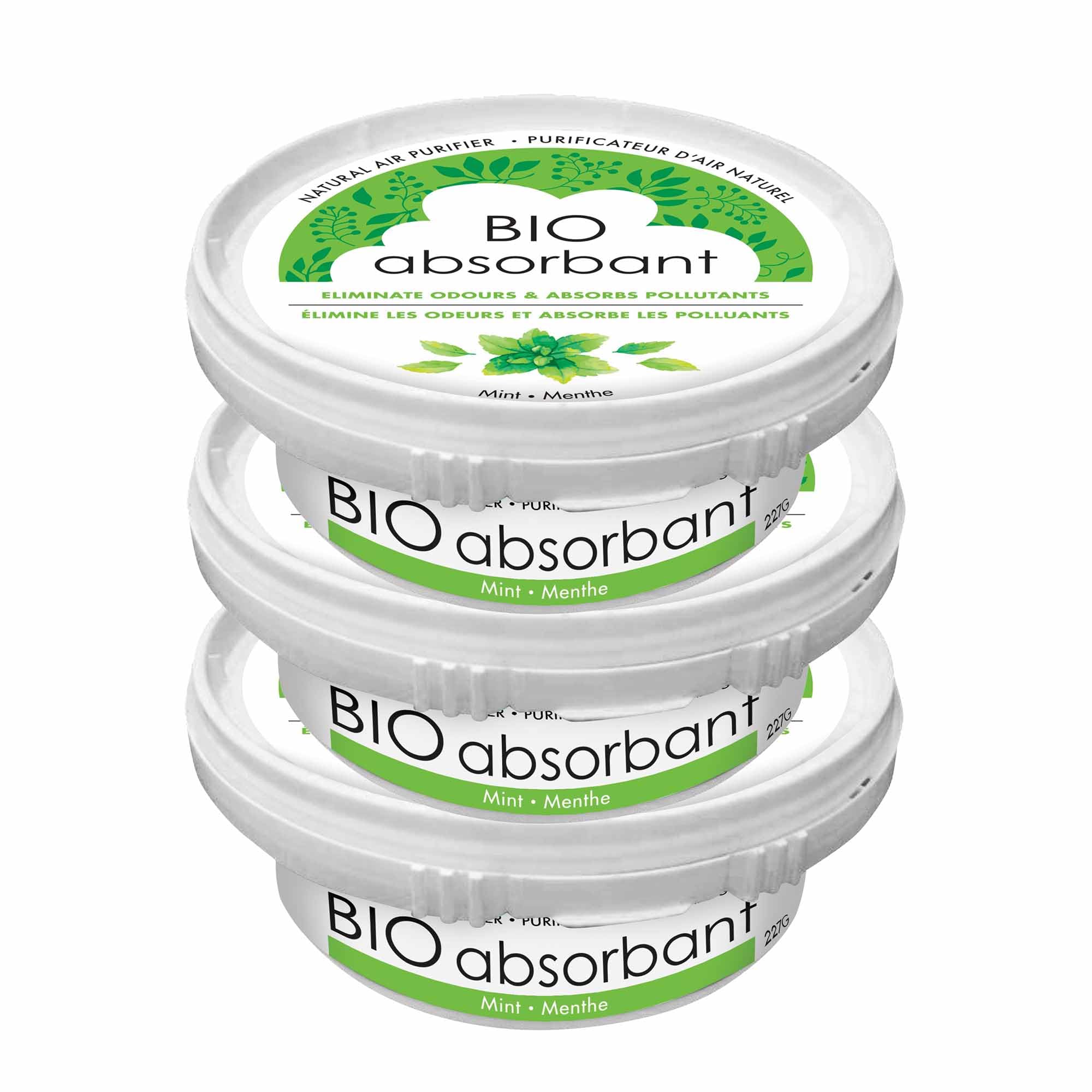 ATTITUDE Bio Absorbant Air Purifier with Activated Carbon, Plant- and Mineral-Based, Vegan, Mint, 8 Ounces (Pack of 3)