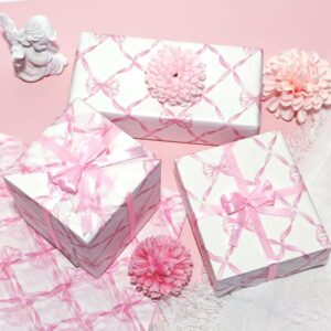 LIAPAWPAW Pink Bow Tissue Paper, Cute Girly Gift Wrapping Tissue Paper For Gift Bags Packaging, Matte Gift Wrap Tissue For Birthday Wedding Holiday Christmas Party Decor Art Crafts,30 Sheets 20x14inch