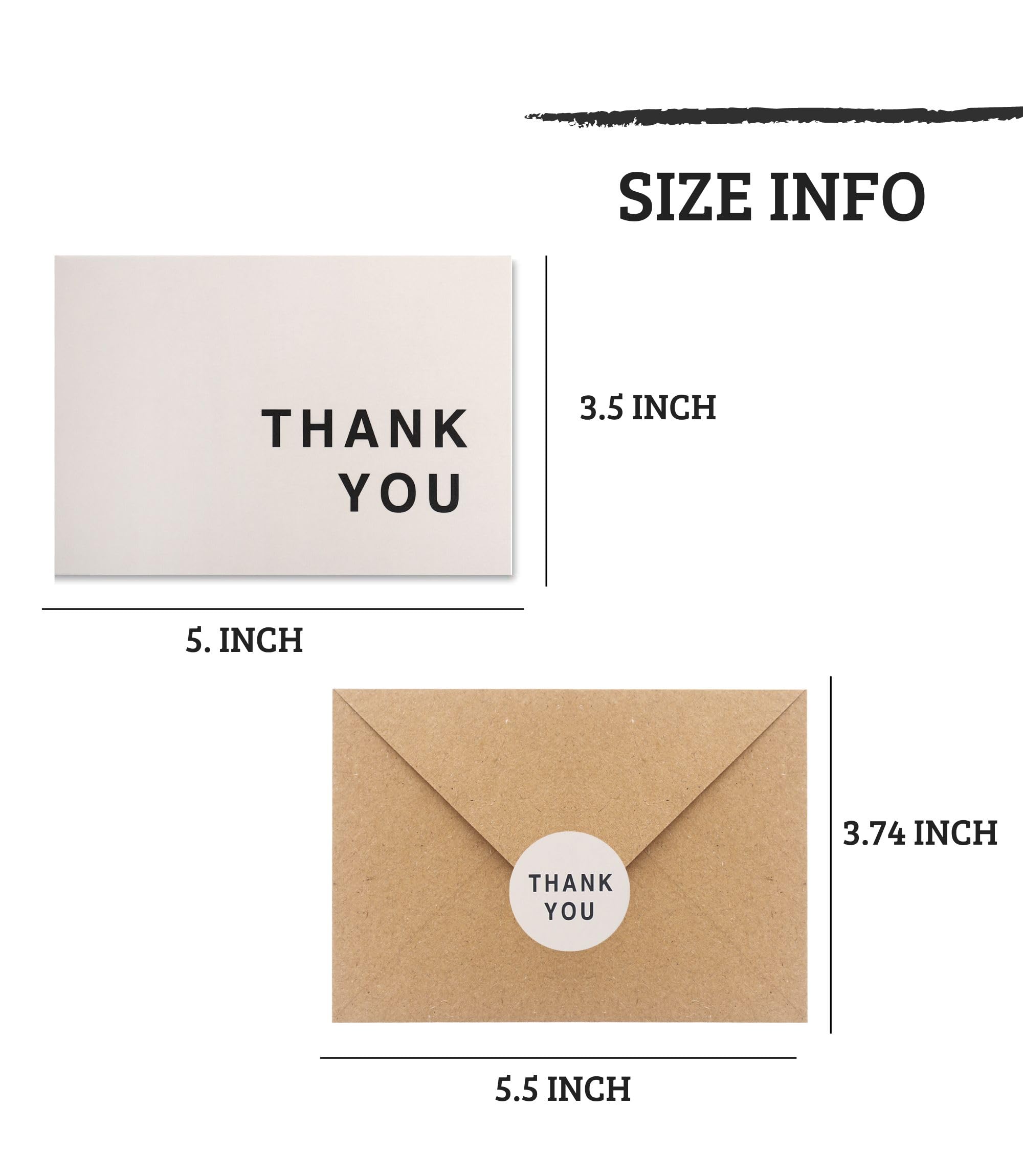 100 PK Bulk Thank You Cards with Envelopes Assorted - 5 x 3.5 Inches Wedding Thank You Cards Baby Shower Bridal Shower Personalized Thank You Notes for Small Business Graduation Funeral Birthday