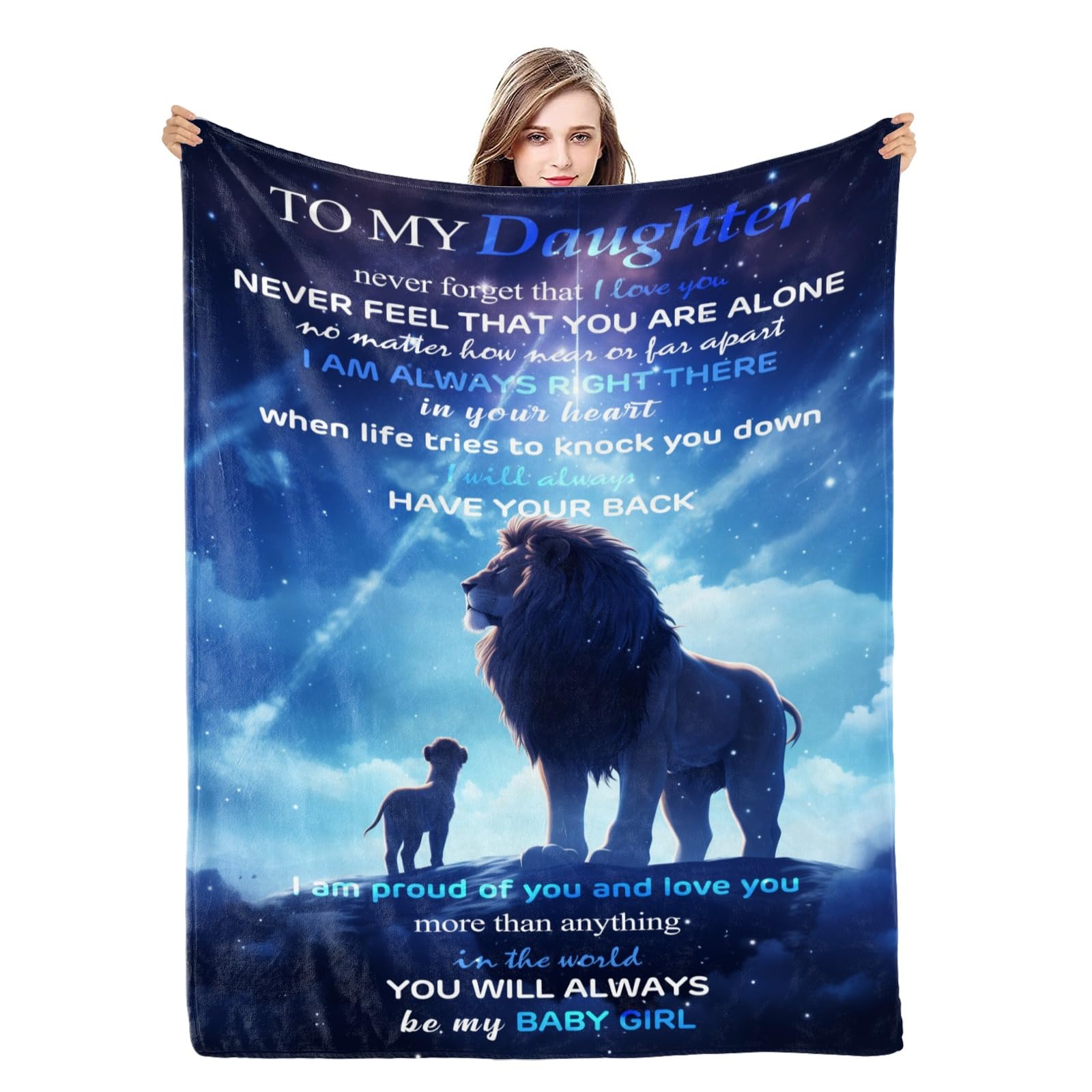 Naniopick to My Daughter Throw Blanket Gifts for Teen Girls, 340GSM Lion Themed Blanket Gifts for My Daughter,50"x60"Christmas Birthday Gifts for Daughter, Lion to Daughter Throw Decor for Bedroom