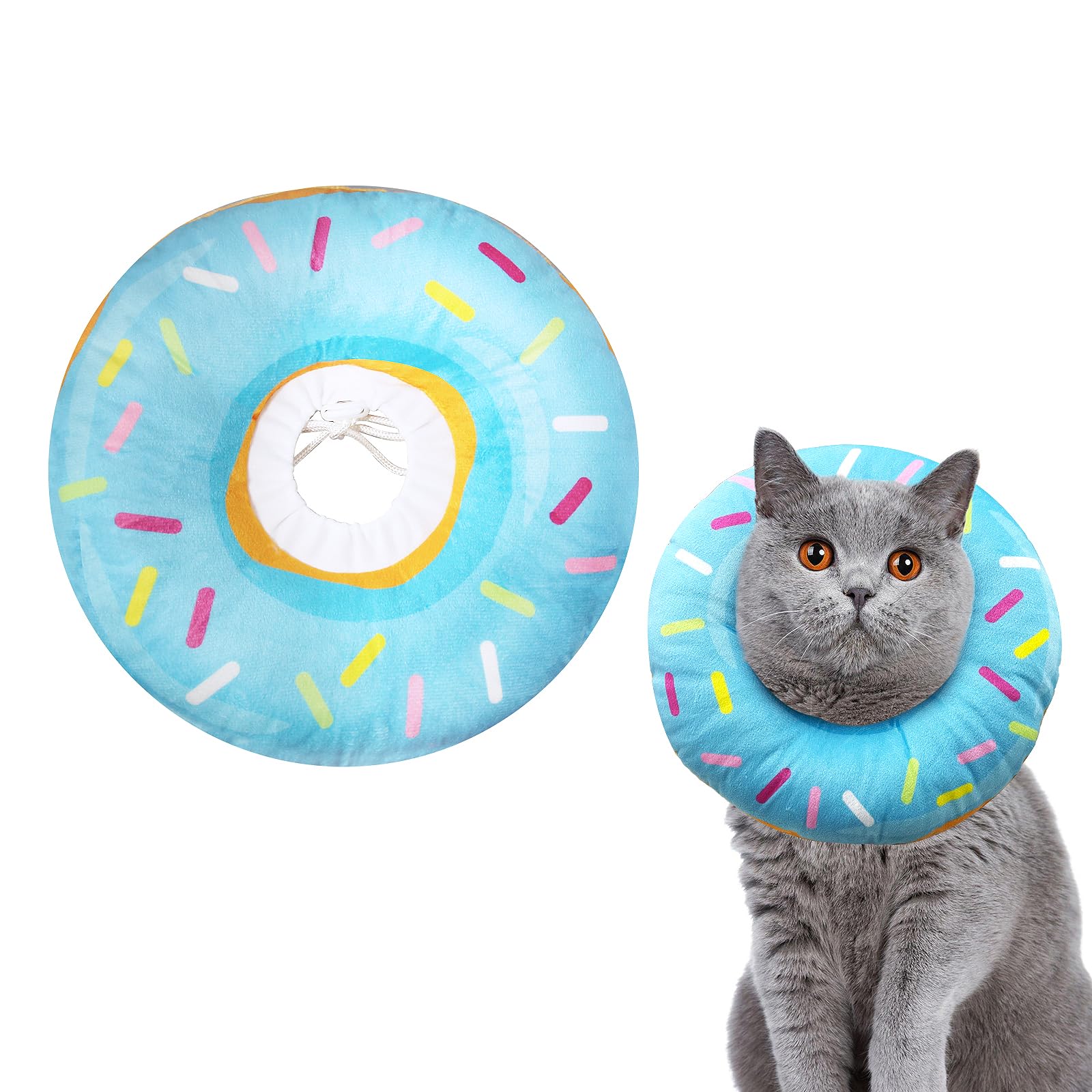 Cat Cone Collar Soft, Cat Donut Collar, Adjustable Cat Surgery Collar for Wound Healing, Elizabeth Collars are Suitable for Cats, Kittens, Puppies, Puppies After Surgery (Blue, M)