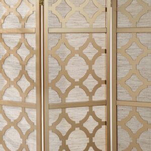 NicBex Room Divider 4 Panel Room Dividers with Quarterfoil Diamond Design Partition Room Dividers and Folding Privacy Screens Wall Divider for Home, Room Separation,69.28"W x 17.32"D x 70.31"H, Gold