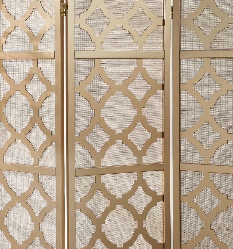 NicBex Room Divider 4 Panel Room Dividers with Quarterfoil Diamond Design Partition Room Dividers and Folding Privacy Screens Wall Divider for Home, Room Separation,69.28"W x 17.32"D x 70.31"H, Gold