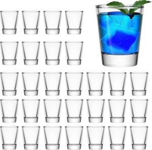 mfacoy 30 pack shot glasses set with heavy base, 1.6 oz clear shot glasses bulk, small whiskey shot glass for vodka, whiskey, tequila, espressos, spirits & liquors, clear glass