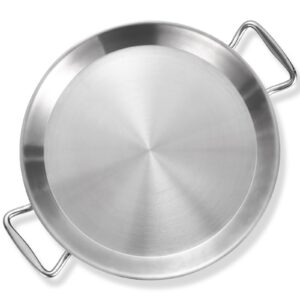 lolykitch 13 inch tri-ply stainless steel paella pan,griddle,large skillet,omelet,jumbo cooker,heavy duty,dishwasher and oven safe.