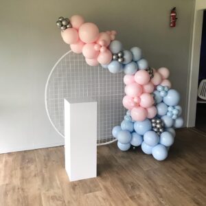 HKYOOD 140Pcs Gender Reveal Balloon Garland Arch Kit - Pink and Blue Balloons Silver Latex Balloon for Boy or Girl Gender Reveal Decorations Birthday Party Baby Shower Celebration Anniversary (No Box)