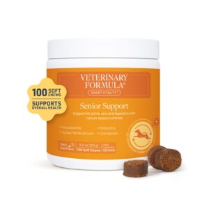 veterinary formula smart vitality senior support supplement for dogs - soft chews, 100ct - support healthy joints, skin, gut, and immunity with glucosamine chondroitin for dogs