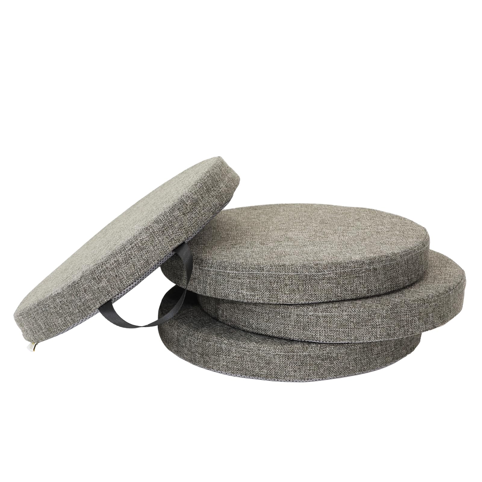 M Mute Touch 4PCS Outdoor Bar Chair Cushion | Waterproof Patio Round Seat Cushions | 16''x2'' Chair Cushion with Removable Cover and Handle for Outdoor Furniture, Garden (Dark Grey)