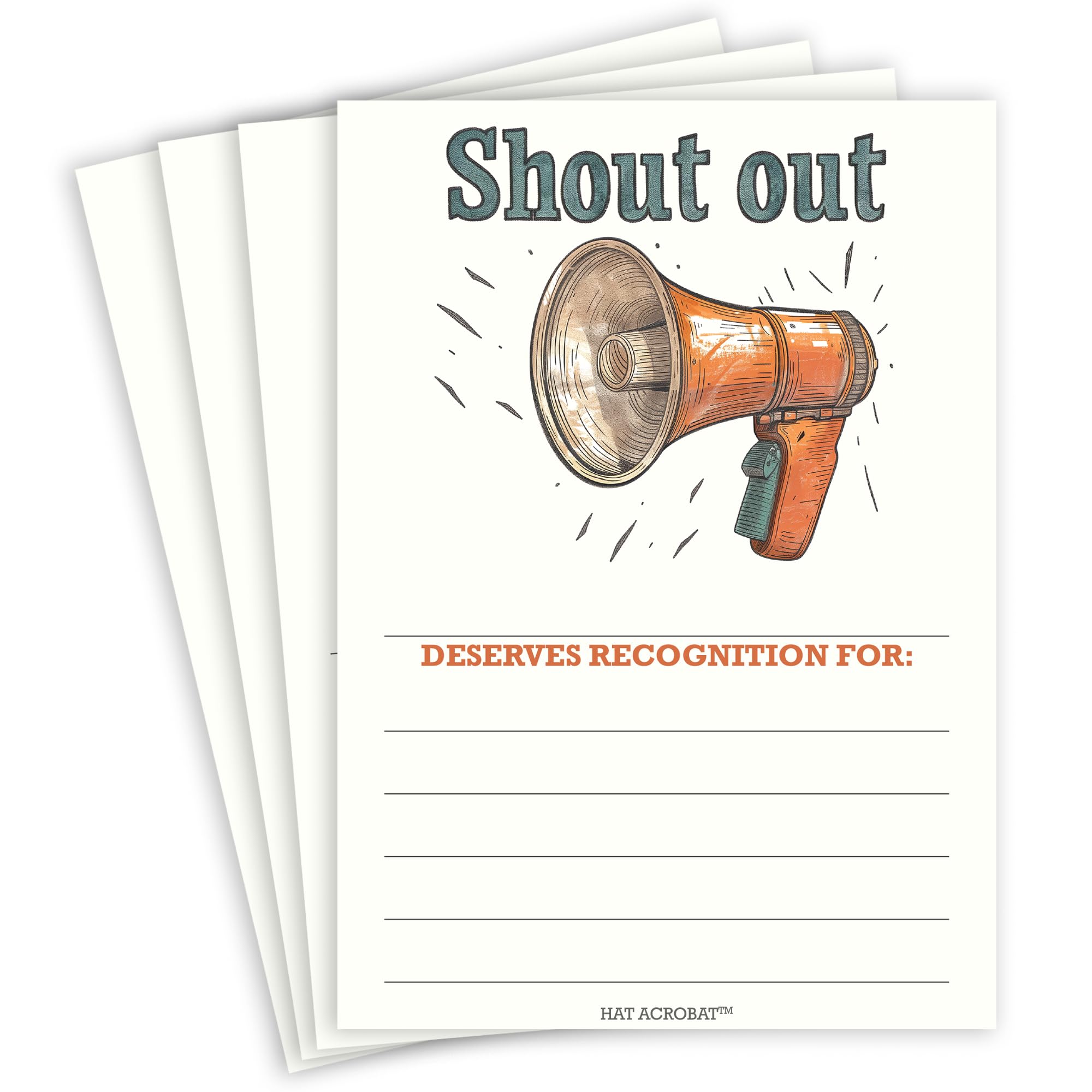 Hat Acrobat 50 Shout Out Cards - Recognition Cards for Employees - Encouragement Cards for Public Service Recognition Week, Employee Appreciation Day or Teacher Appreciation Postcards (Orange)