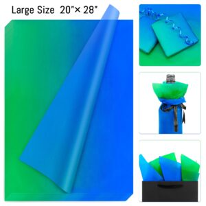 MR FIVE 30 Sheets Large Size 20"x 28" Blue and Green Gradient Tissue Paper Bulk,Gradient Tissue Paper for Gift Bags,Blue and Green Gift Wrapping Tissue Paper for Baby Shower Birthday Weddings