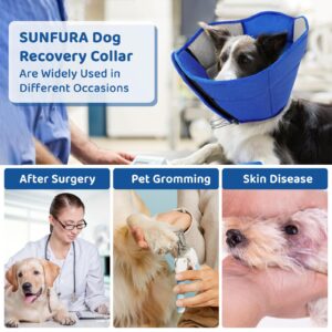 SUNFURA Soft Dog Cone, Dog Cones for Large Dogs, Cone for Dogs to Stop Licking After Surgery, Adjustable Dog Cone Alternative Dog Recovery Collar for Wound Healing, Blue L