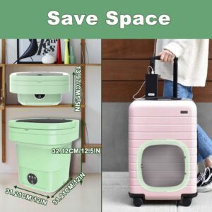 Portable Washing Machine, 11L Large Capacity, Mini Foldable Washing Machine with Spin Dryer, Small Collapsible Laundry Washer for Travel, Apartment, RV, Underwears, Socks, Baby Clothes, Green