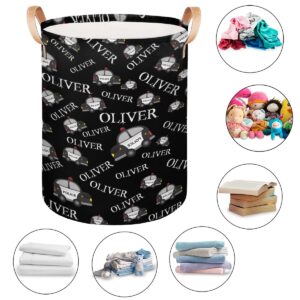 Personalized Laundry Basket, Custom Gift Laundry Hamper for Boy, Collapsible Waterproof Laundry Baskets, Dirty Clothes Toy Hamper for Kids Police Car Black