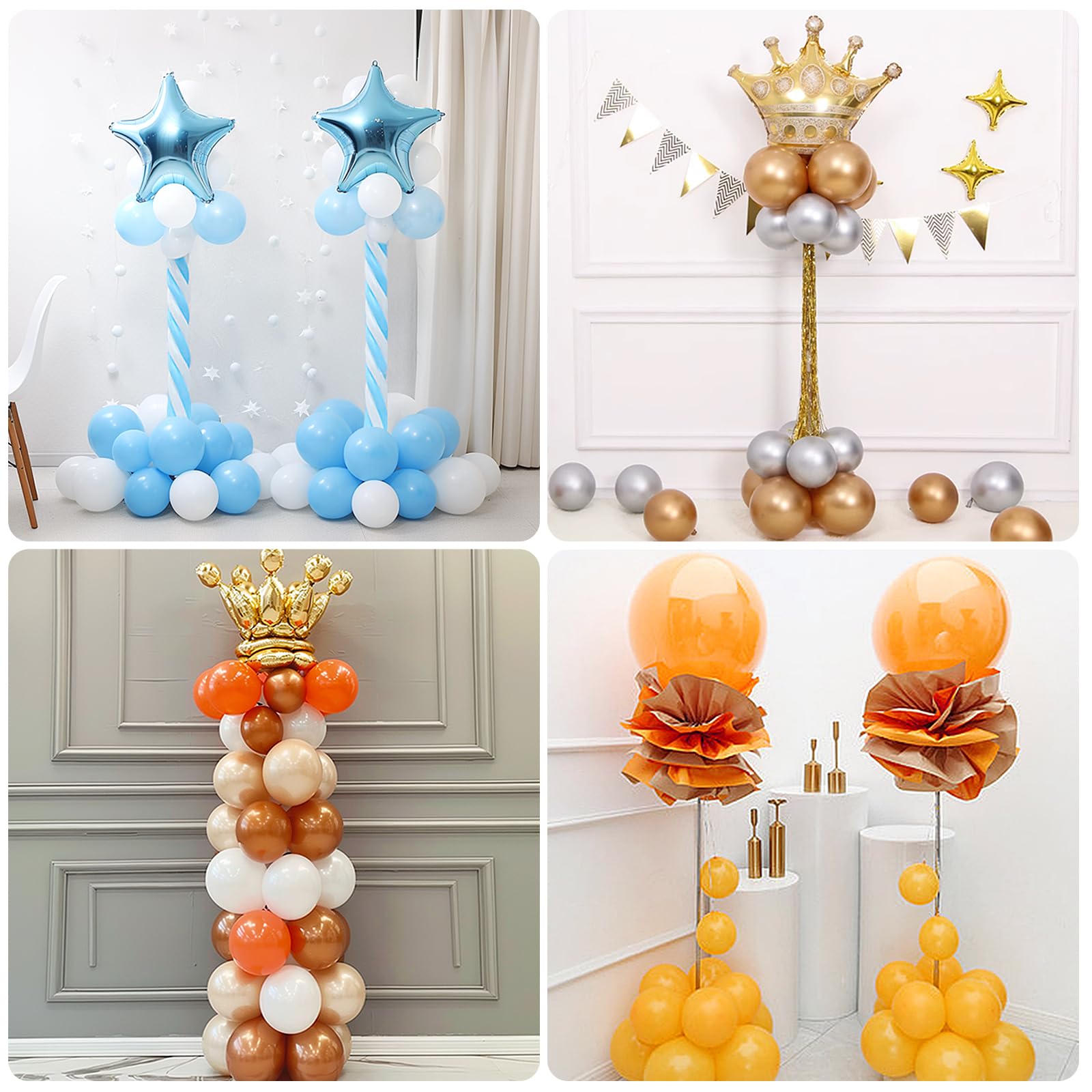 Lechay Balloon Column Stand Set of 4, 6.6ft Adjustable Balloon Stand kit with Base Telescopic for Baby Shower Wedding Birthday Graduation Party Decorations