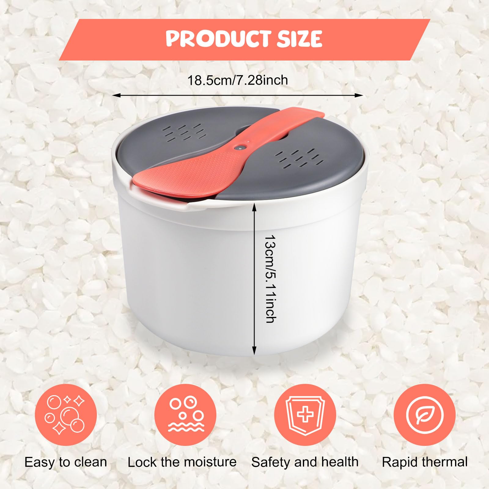 Qivine Microwave Rice Cooker, 2L Microwave Pasta Cooker 2 Layer Microwave Vegetable Steamer with Strainer Non-Stick Rice Cooker for Microwave Dishwasher Safe