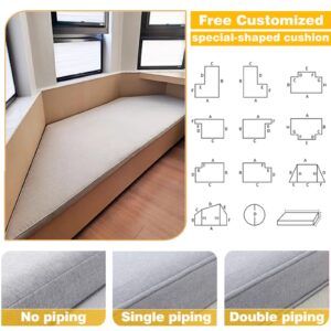 Custom Bench Cushions for Indoor Furniture,Indoor/Outdoor Bench Seat Cushion,Window Seat Cushions Indoor,Anti-Slip Bay Window Bench Seat Cushion,Bench Pad Cushion,7 Thickness Optional (Flat Style)