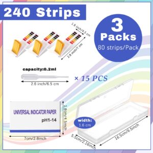 Threlaco pH Test Strips with Test Pipette Droppers and 1 Storage Case Full Range 1-14 Universal pH Test Litmus Paper pH Strips Water pH Tester pH Paper Test Strips for Wine Saliva Urine Soil (3 Pack)