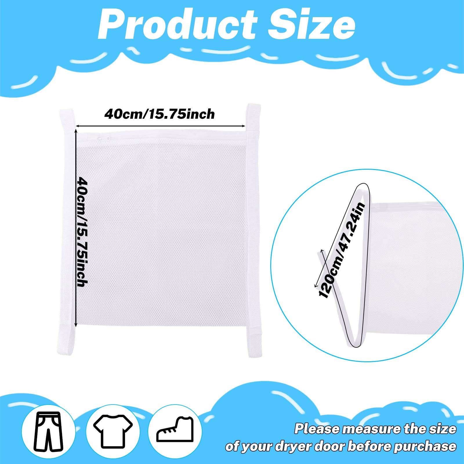 2 PCS Sneaker Wash & Dry Net Bag for Dryer, 15.7x15.7 Inch Large Laundry Net Mesh Wash Washing Bag with Zipper and Strap, Shoe Dryer Rack Inside Dryer for Clothing, Lingerie, Laundry Reused Bag Tool