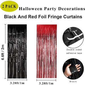 153PCS Casino Theme Party Decorations, Black Red Gold Balloon Garland Arch Kit With Starburst Dice Poker Foil Balloons, Foil Fringle Curtain Backdrops