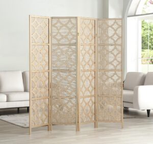 nicbex room divider 4 panel room dividers with quarterfoil diamond design partition room dividers and folding privacy screens wall divider for home, room separation,69.28"w x 17.32"d x 70.31"h, gold