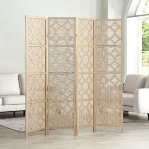 NicBex Room Divider 4 Panel Room Dividers with Quarterfoil Diamond Design Partition Room Dividers and Folding Privacy Screens Wall Divider for Home, Room Separation,69.28"W x 17.32"D x 70.31"H, Gold