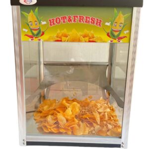 Commercial Chip Warmer Machine Restaurant Chip Display Cabinet, Stainless Steel Frames, Keep Chips Warm and Fresh for Hours