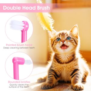 Abeillo 4Pcs Dual Headed Pet Tooth Brush, Small Dog Toothbrush, Cat Dental Care with Micro Brush, Cat Toothbrush, Cat Dental Care Supplies - Pet Toothbrush for Small Dogs, Cats