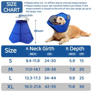 SUNFURA Soft Dog Cone, Dog Cones for Large Dogs, Cone for Dogs to Stop Licking After Surgery, Adjustable Dog Cone Alternative Dog Recovery Collar for Wound Healing, Blue L